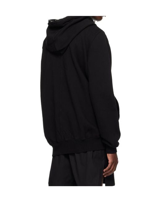 Rick Owens Black Zip Hooded Cotton Sweatshirt for men