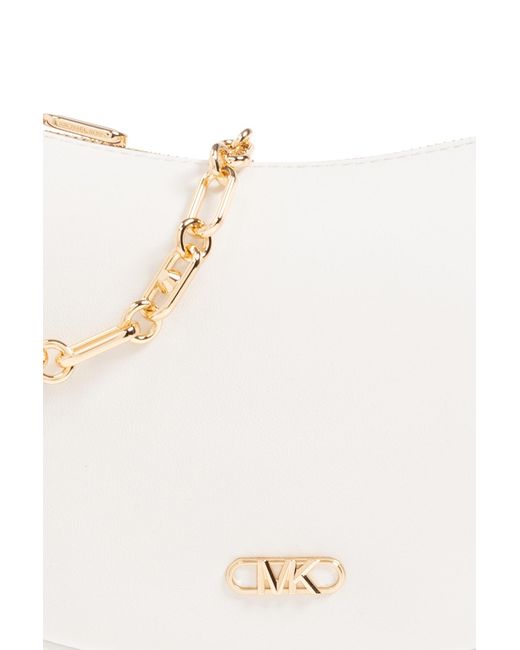 MICHAEL Michael Kors White Logo-Plaque Leather Tote Bag