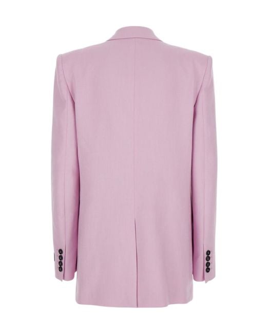 MSGM Pink Double-Breasted Tailored Blazer
