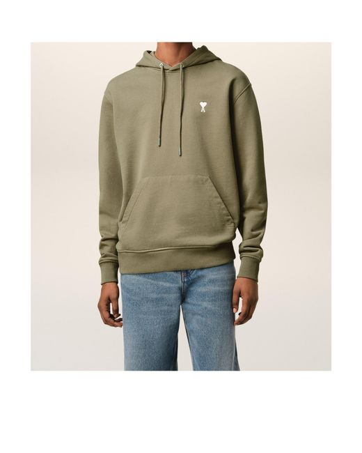 AMI Green Ami De Coeur Drawstring Hoodie for men
