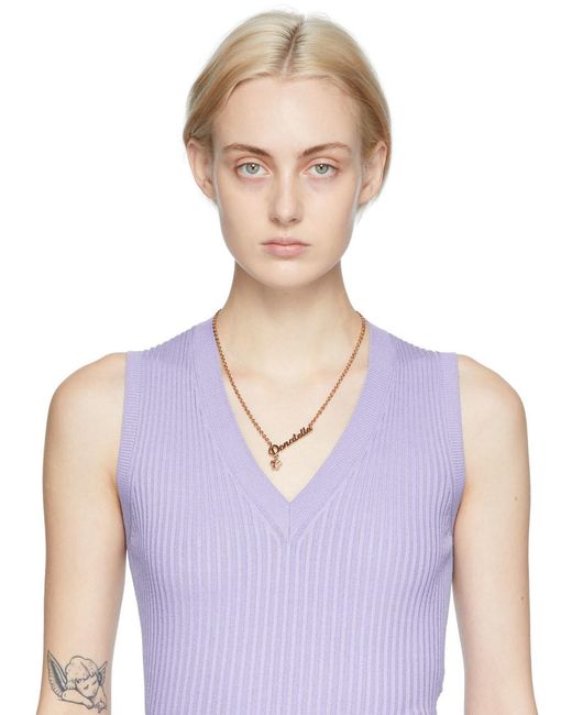 Versace Metallic Pattern Pendant Necklace