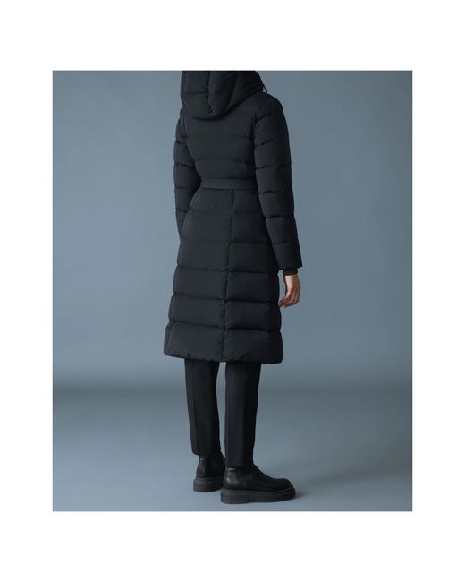 Mackage Black Coralia-City Recycled Down Coat With Storm Visor And Belt