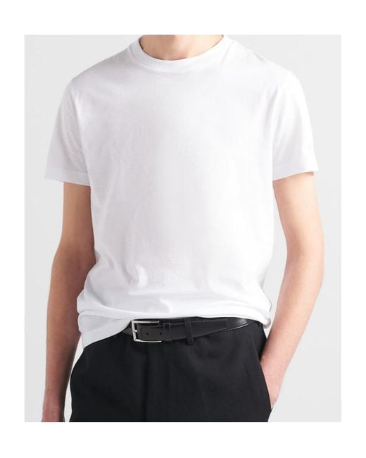 Prada White Logo-Patch Crewneck Three-Pack T-Shirts for men