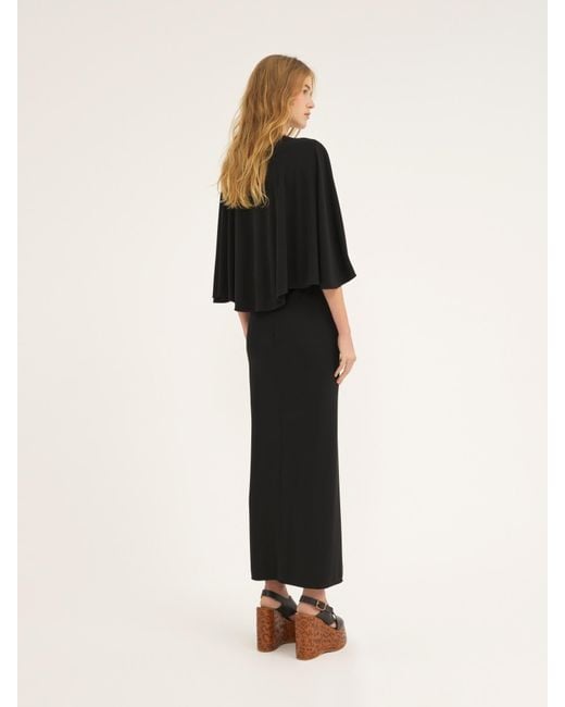 Chloé Black Cape-Design Crepe Dress