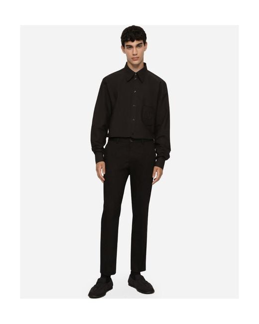 Dolce & Gabbana Black Dg Logo Embossed Long-Sleeved Shirt for men
