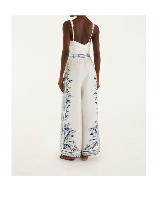 Farm Rio White Floral Pattern Jumpsuit