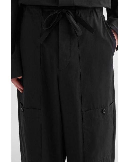 Jil Sander Black Drawstring Poplin Cargo Trousers for men