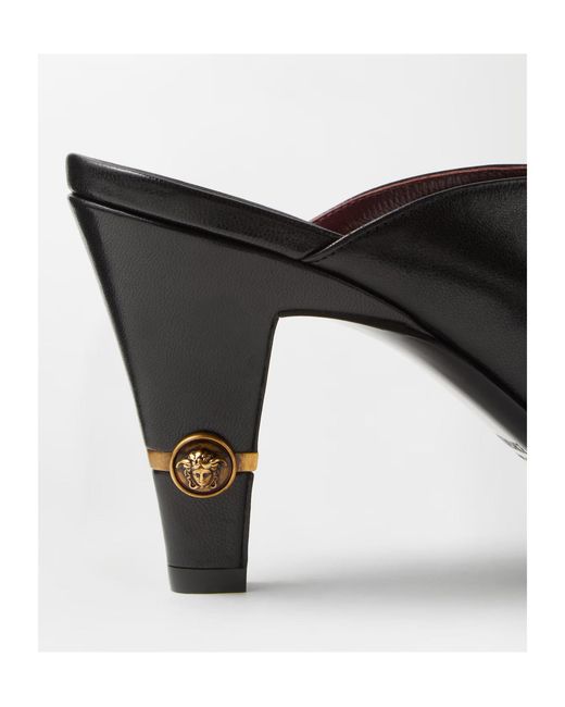 Versace Black Sculpted Heeled Mules