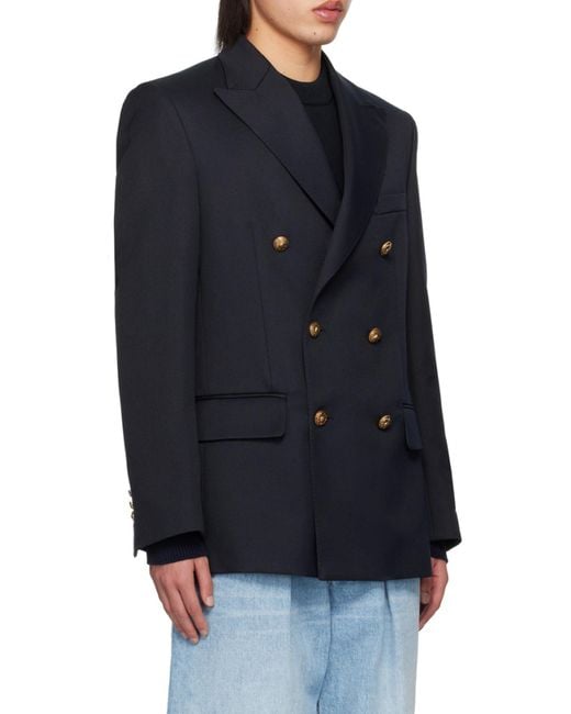 Golden Goose Deluxe Brand Blue Double-Breasted Dave Blazer for men