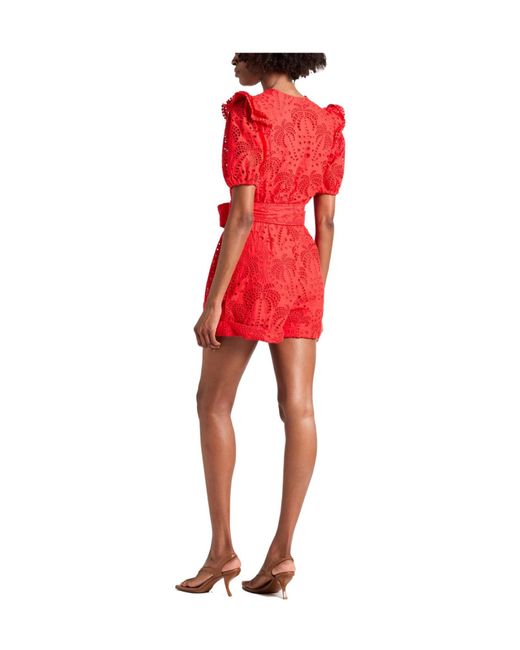 Farm Rio Red Solid Color Romper Jumpsuit