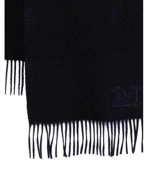 Max Mara Black Fringed Scarf