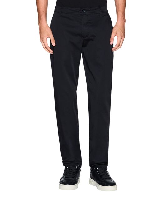ARMANI EXCHANGE Black Stretch Cotton Twill Pants for men