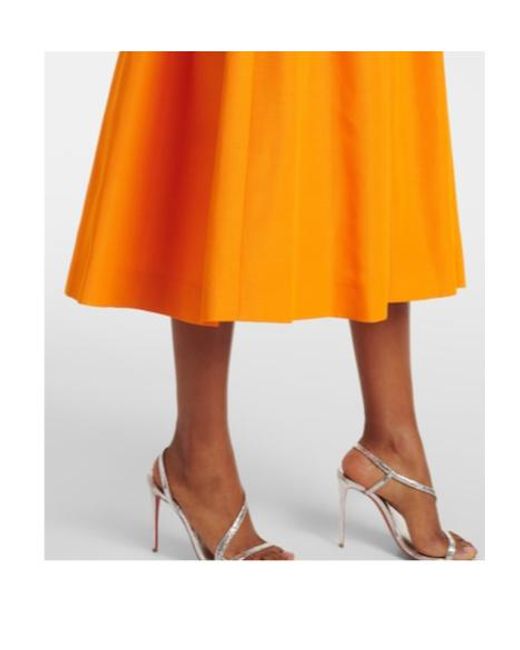 Carolina Herrera Yellow Gathered Cotton-Blend Cocktail Dress