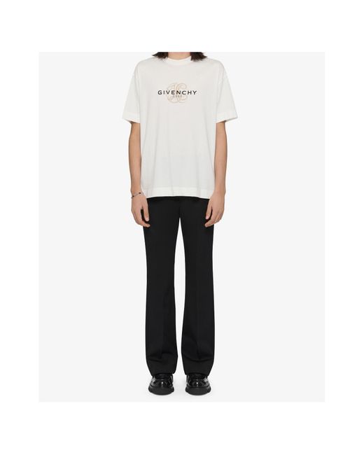 Givenchy White Logo Printed Crewneck T-Shirt for men
