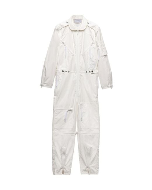 Prada White Long-Sleeved Zipped Jumpsuit for men