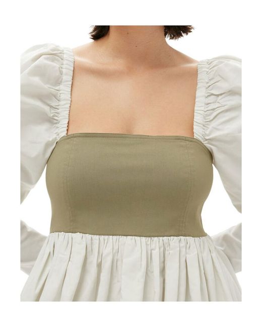 Ganni White Taffeta Mix Balloon Mini Dress