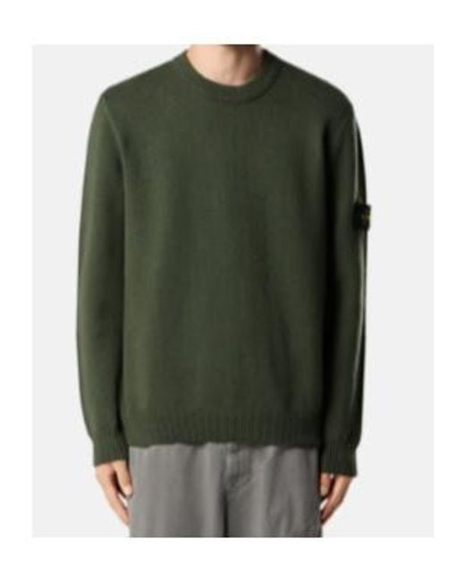 Stone Island Green Logo Patch Crewneck Sweatshirt for men