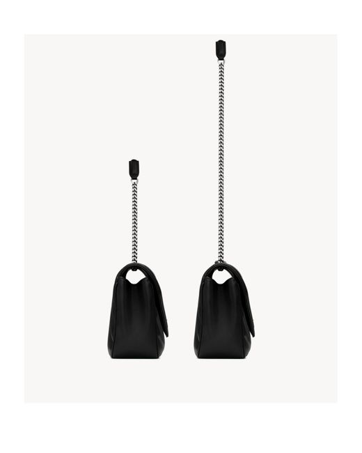 Saint Laurent Black Loulou Foldover Top Medium Shoulder Bag