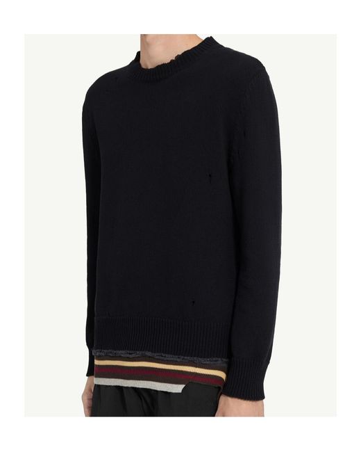 MM6 by Maison Margiela Black Distressed Jumper for men