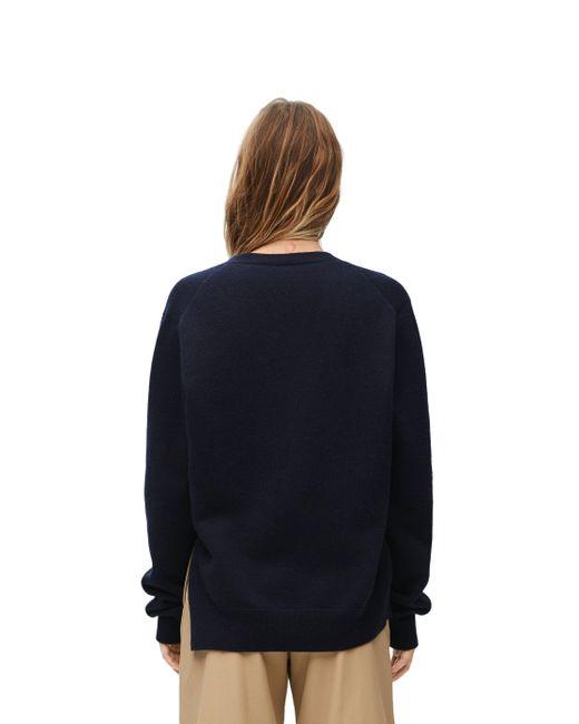 Loewe Blue V-Neck Asymmetric Cardigan