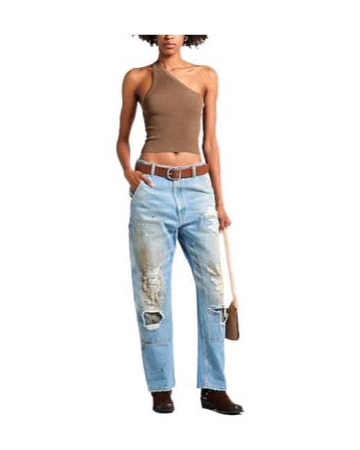 MM6 by Maison Margiela Blue High-Waisted Straight-Leg Jeans