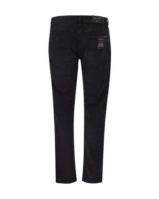 7 For All Mankind Black Slimmy Tapered Low Jeans for men