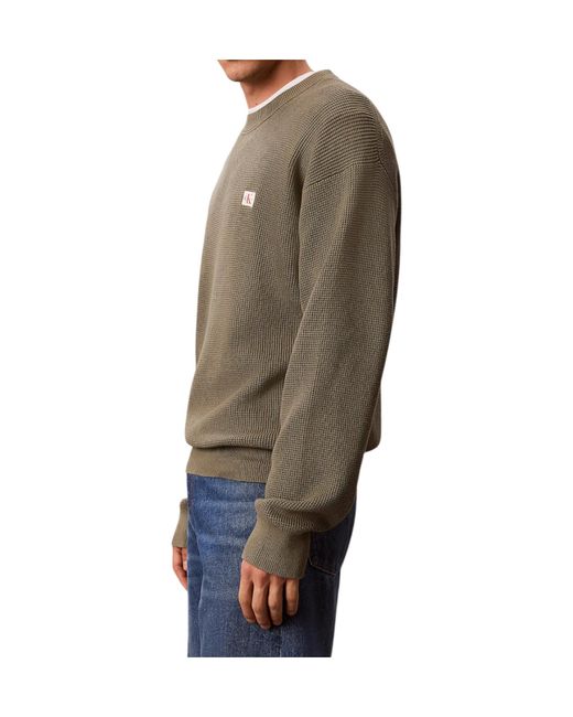 Calvin Klein Gray Cotton Waffle Knit Jumper for men
