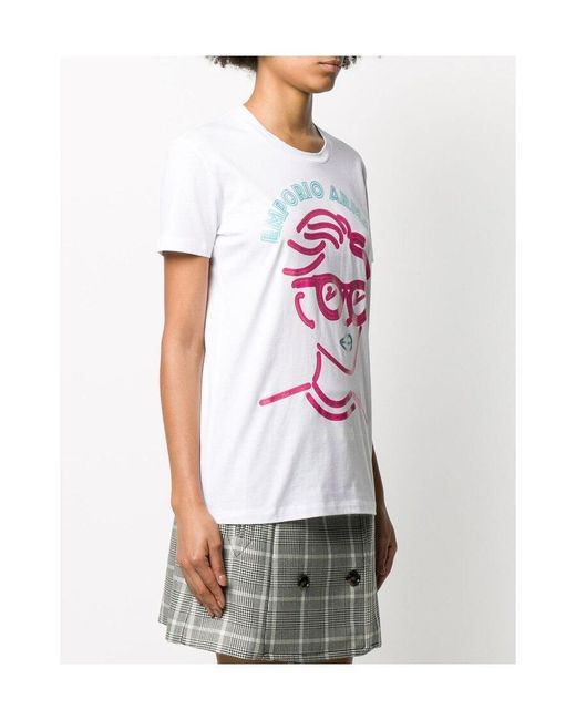 Emporio Armani White Portrait Print T-Shirt