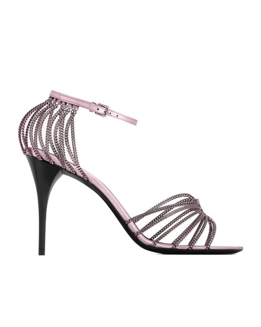 Saint Laurent White Babylone Chain Sandals