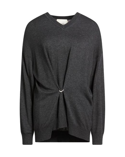 Isabel Marant Black Solid Color Wool V-Neck Knit Sweater