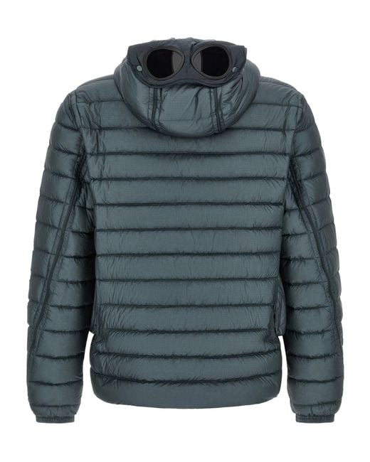 C P Company Blue Long-Sleeved Hooded Cotton Jacket for men