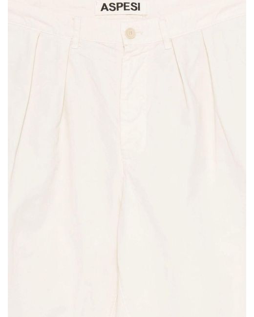 Aspesi White Pleated Track Pants for men