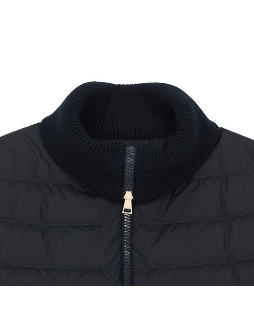 Moncler Blue Quilted Panel Zip Cardigan