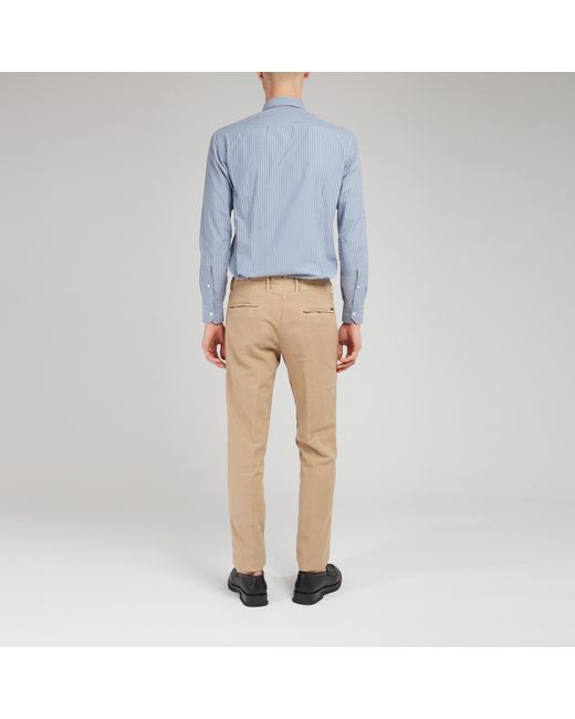 Salvatore Piccolo Blue Striped Long-Sleeved Shirt for men