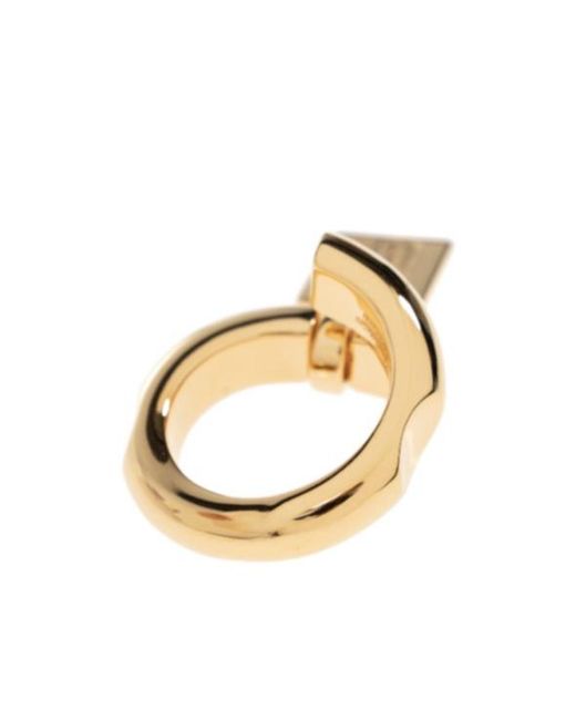 Balenciaga Metallic Logo Engraved Ring