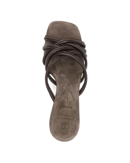 Brunello Cucinelli Brown Strappy Heeled Sandals