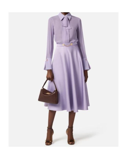 Elisabetta Franchi Purple Duchesse Midi Skirt