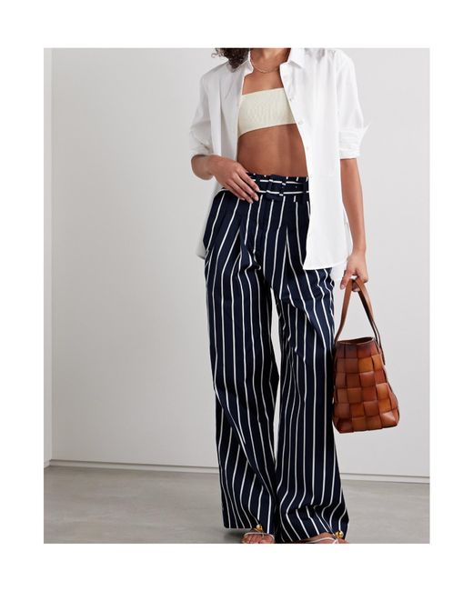 Veronica Beard Blue Striped Casual Pants