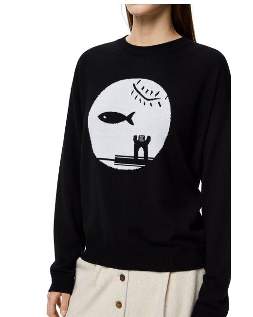Loewe Black Inlaid Wool Pullover