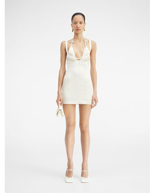 Jacquemus White Spaghetti Strap Mini Dress
