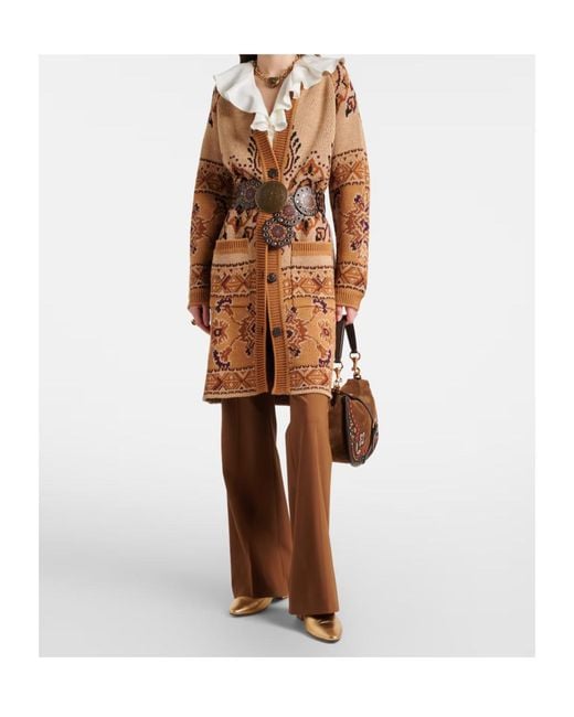 Etro Brown Wool-Blend Cardigan
