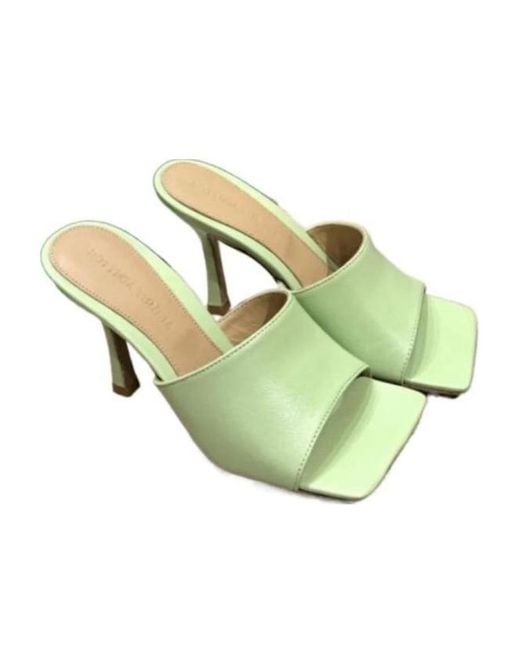 Bottega Veneta Green Slip-On 90Mm Leather Sandals