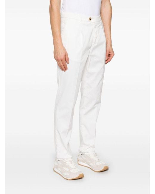 Brunello Cucinelli White Button-Fastening Trousers for men