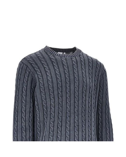 Aspesi Blue Cable-Knit Sweater for men