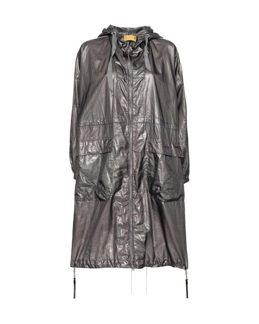 Parajumpers Gray Hooded Raincoat for men