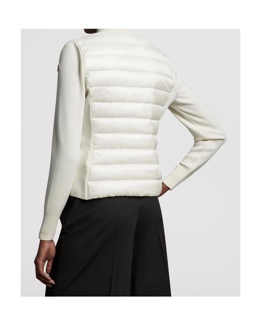 Moncler White Padded Wool Zip-Up Cardigan