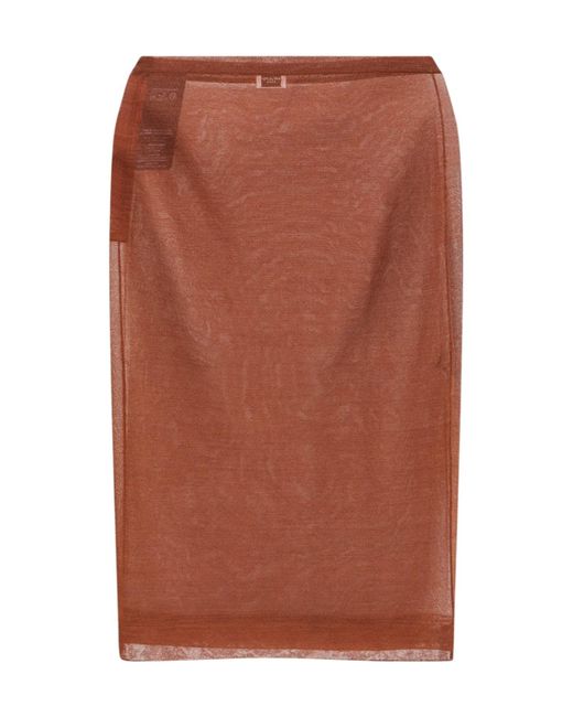 Saint Laurent Brown Wide Hem Pencil Skirt