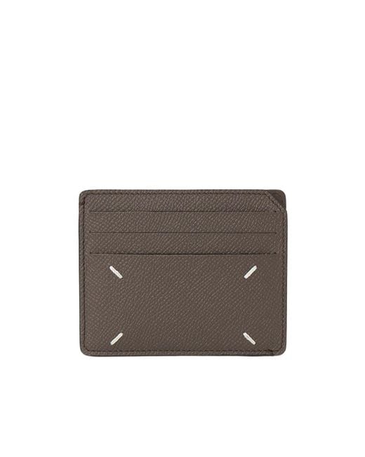 Maison Margiela Brown Four-Stitch Card Holder for men