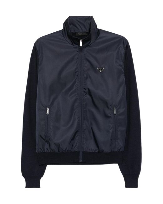Prada Blue Jacket With Appliqué for men