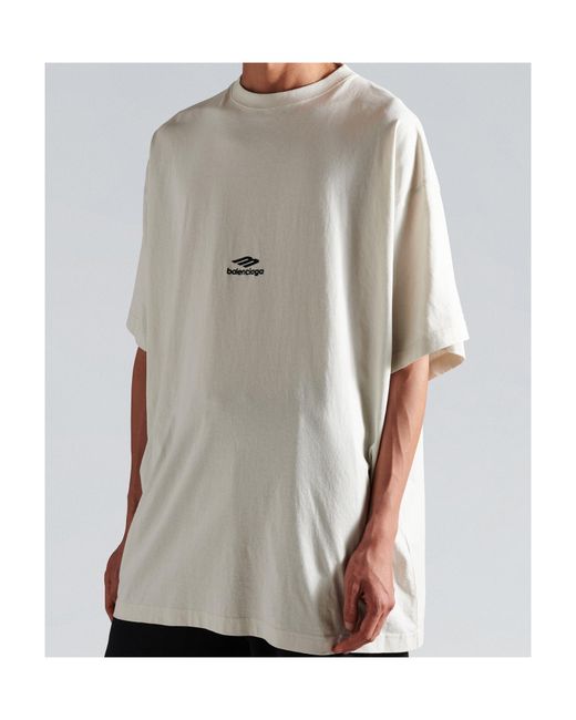 Balenciaga White 3B Sports Icon Oversized T-Shirt for men